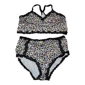 Torrid High Waisted Tie Dye Leopard Panty & Bralette Set - Size 4 - NWT